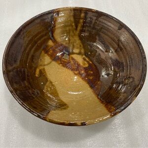 Artist Signed Hand Thrown Terracotta Brown Tan Glazed Bowl 1981/87? EUC